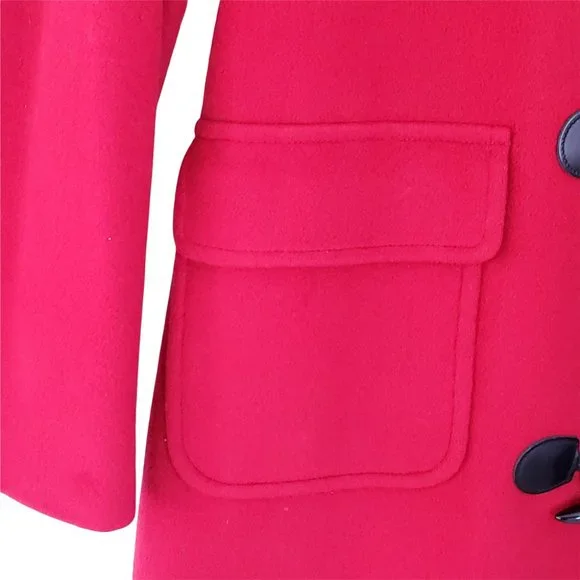 Vintage Women's L Casual Corner Red Wool Cashmere Coat Lined Toggles Pockets - Picture 9 of 13